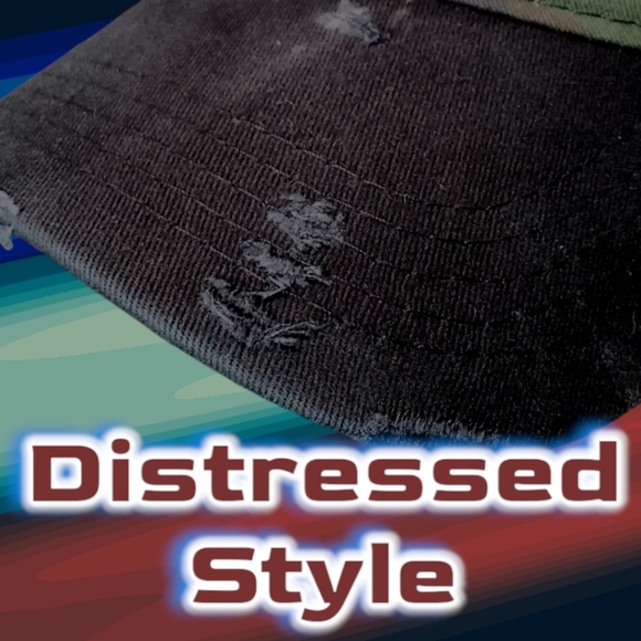 New Distressed Camouflage Denim Strap Back Dad Hat | Patriotic Patch | Unbranded - Picture 15 of 16